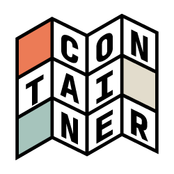 Container logo as unfolded quarter-folded map
